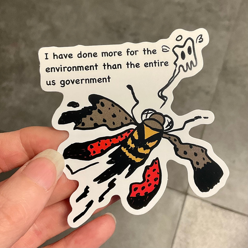 Sticker of smushed spotted lantern fly.